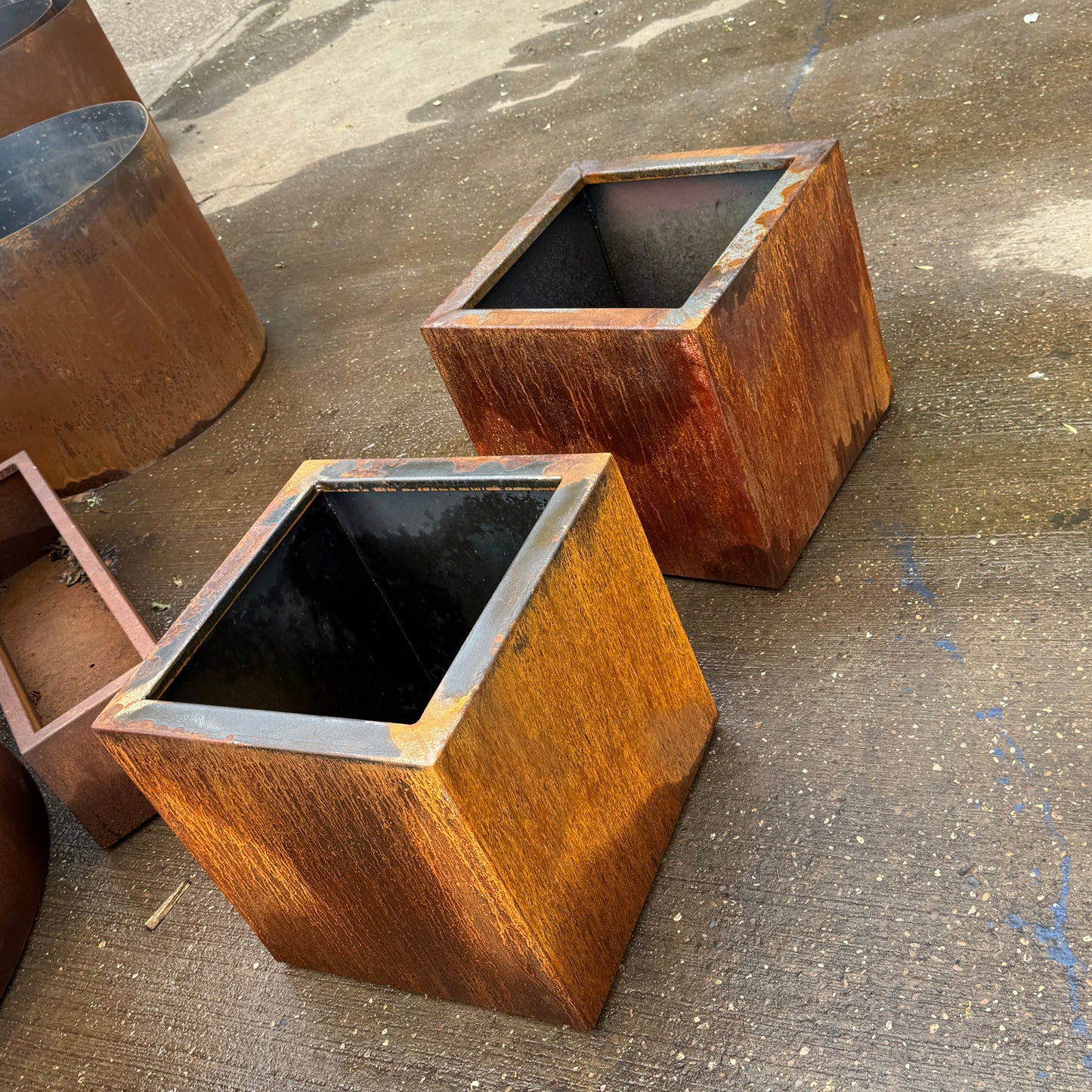Corten Steel Cube Planters