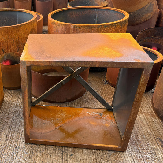 Corten steel square log store