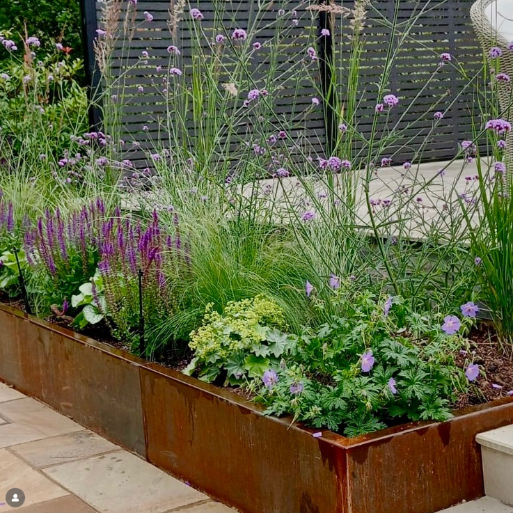 Modular Corten steel raised bed straight sections
