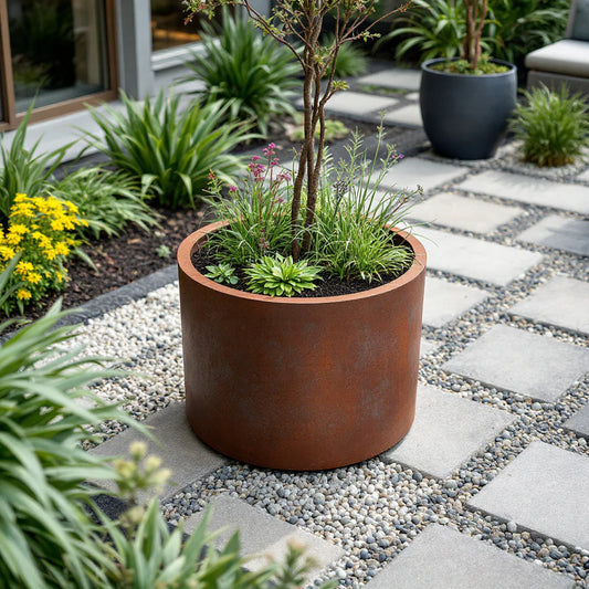 Corten Steel Cylinder Planters