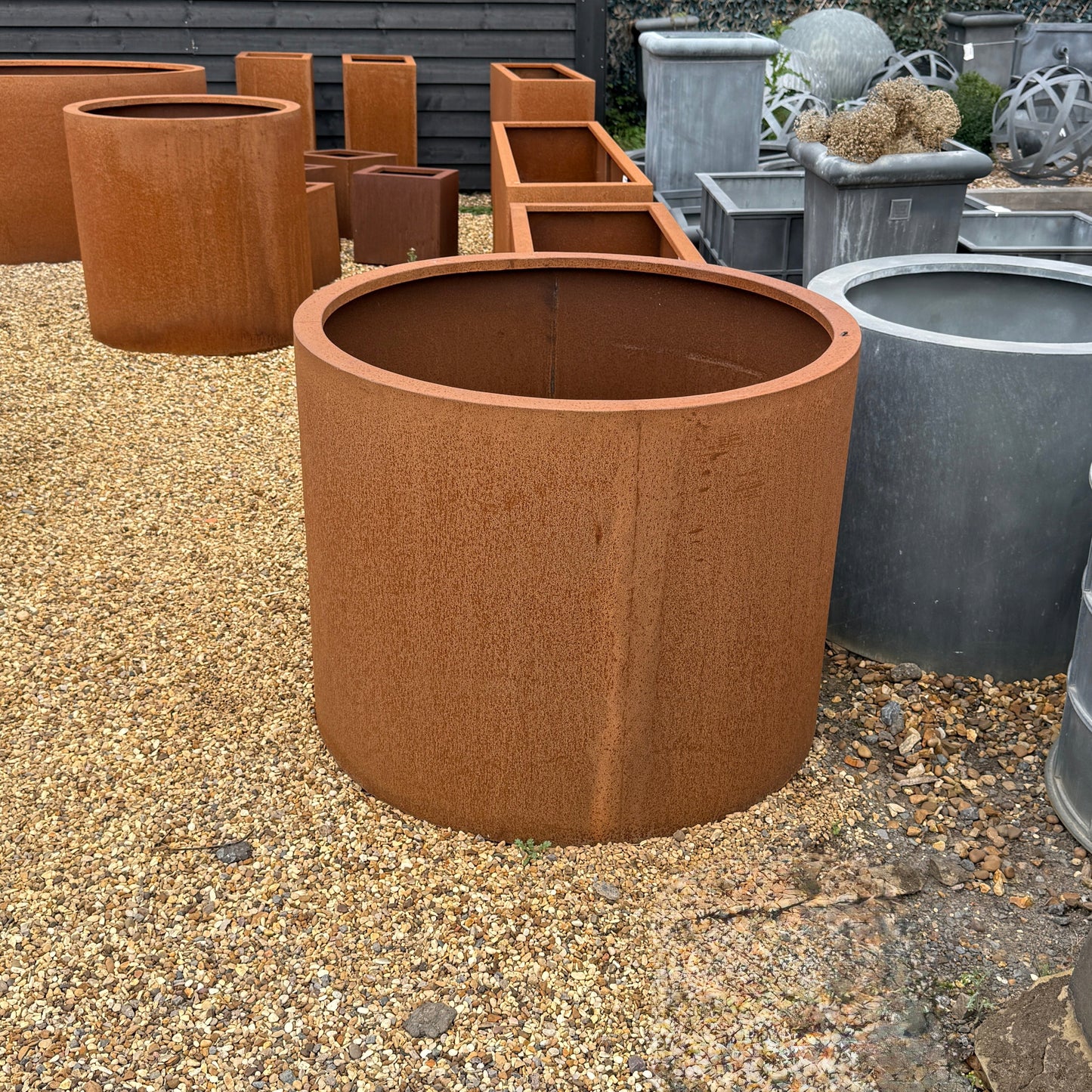Corten Steel Cylinder Planters